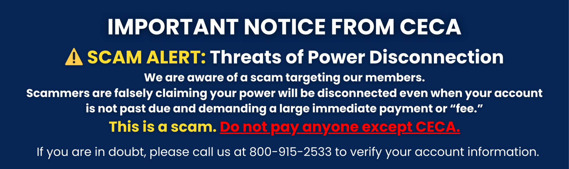 CECA Important Notice